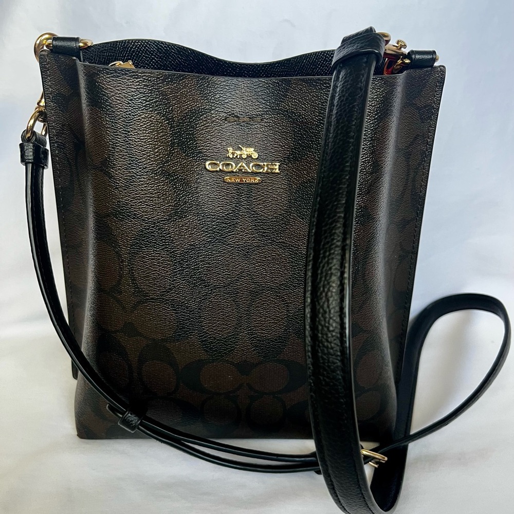 Coach Black and Brown Monogram Crossbody Bag